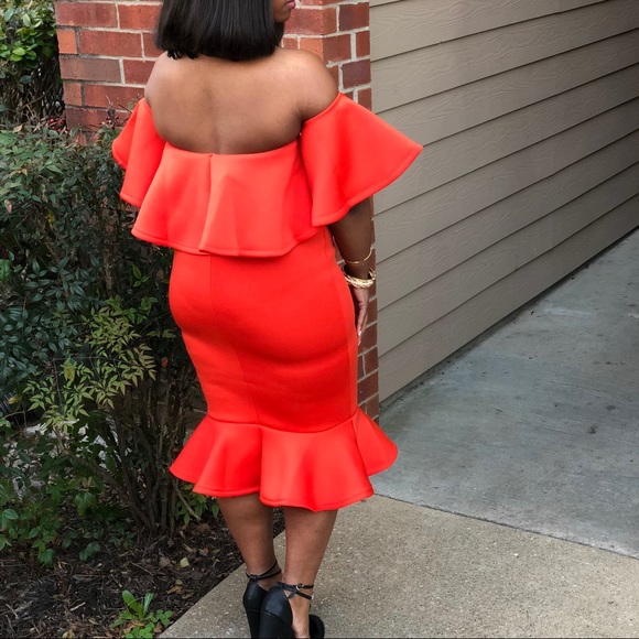 Orange Ruffled Dress - Picture 2 of 2